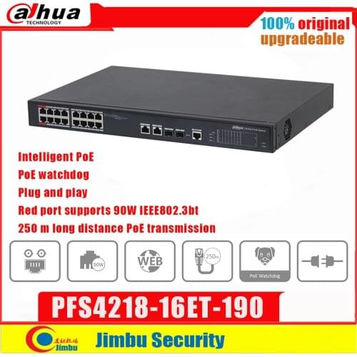 DaHua Poe Switch DH-PFS4218-16ET-190 16Port Support Layer 2 Management Video Transmission PoE+ Watchdog