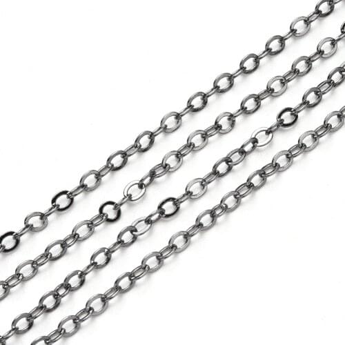 10m/roll Brass Cable Chains Gunmetal/Gold Color Flat Oval Chain for DIY Jewelry Making Supplies Wholesale