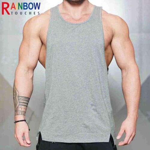 Rainbowtouches Summer Men Fitness Color Contrast Quick Drying Breathable Straight Hem Outdoor Sports Training 100% Cotton Vest