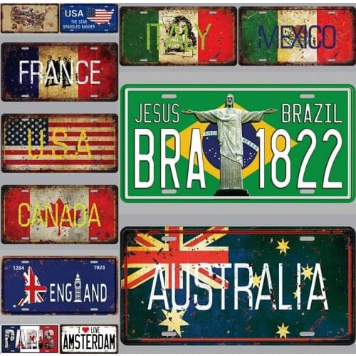 Rust Wall Country Metal Sign Tin Sign Licenses Plate Decor Plaque Metal Vintage Man Cave Bar Pub Club Decoration 30x15cm