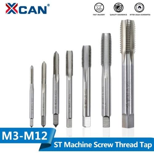 XCAN ST Machine Screw Thread Tap M3 M4 M5 M6 M8 M10 M12 Right Hand HSS Screw Thread Tap Metric Plug Taps Hand Tap Drill