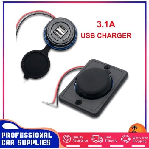 Mini 2 Port USB Charger 12V Vehicle Power Socket 3.1A Outlet Adapter Panel For Car Boat Mobile Phones Bus Motorcycle