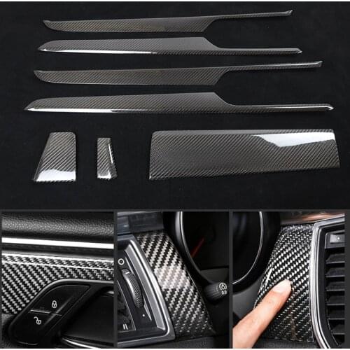Car Interior Moldings Console Gear Shift Panel Door Strips Cover Trim 100% Real Carbon Fiber For Porsche Macan 2014 -2020