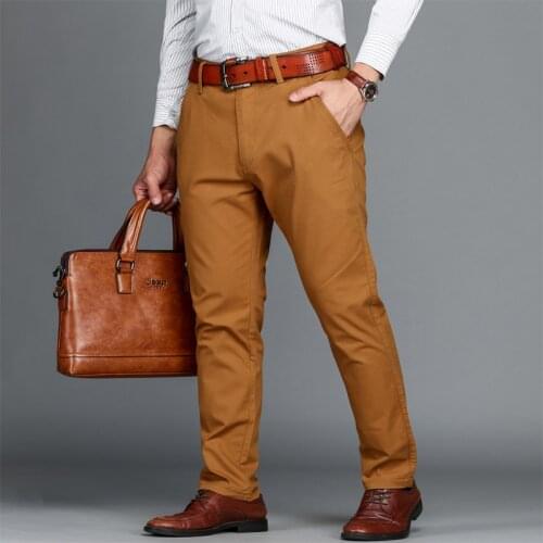 Mens Stright Leg High Waist Business Cotton Stretch Formal Long Pants V14