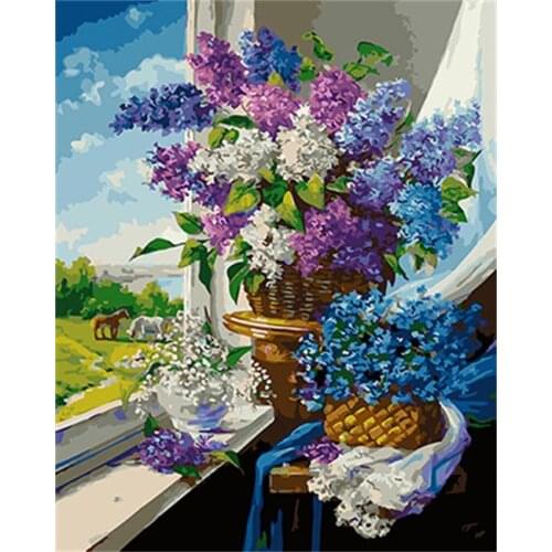 PAINTBOY Flower Framed Pictures DIY Painting By Numbers Acrylic Painting On Canvas Wall Art For Living Room Home Decor