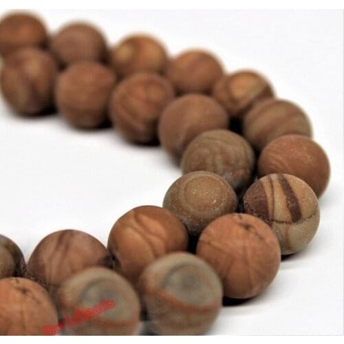 Natural Dull Polish Matte Wood Grain Jasperr Loose Beads 15" Strand 4 6 8 10 12mm Pick Size For Jewelry Making