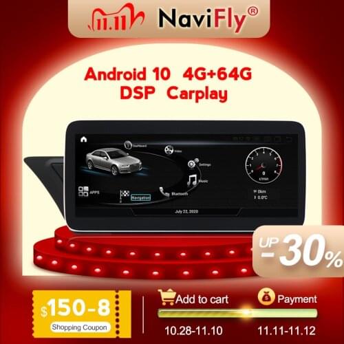 NaviFly Qualcomm MSM8953 Android 10 Car DVD Navigation GPS for Audi A4L B8 A5 2009-2017 DSP 10.25" Carplay 1920*720 WIFI BT