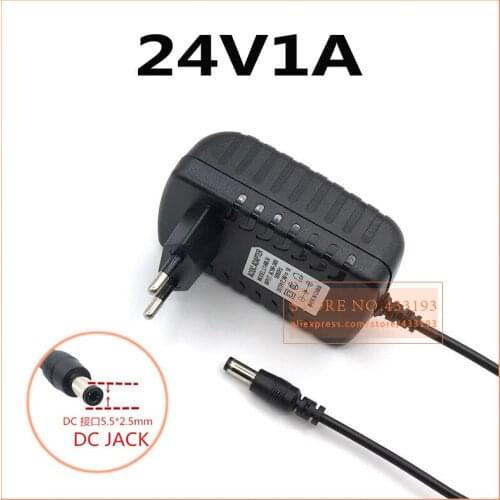 Brand new 24V1A AC 100V-240V Converter Adapter DC 24V 1A 1000mA Power Supply EU Plug 5.5mm x 2.1-2.5mm
