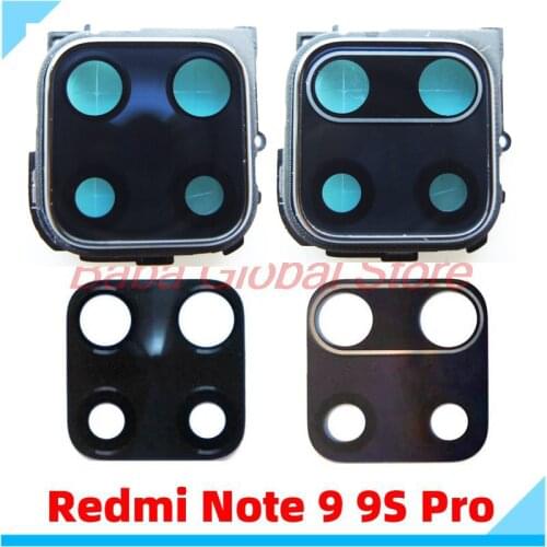 Camera Lens For Xiaomi Redmi Note 9 Pro/9S Rear Camera Lens Glass+Back Frame Holder Camera Lens Glass Repair