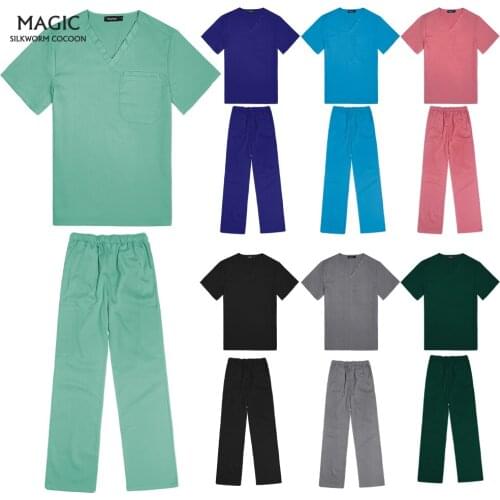 Wholesale V-neck Dental Clinic Doctor Uniforms Elasticity Pharmacist Surgery Scrubs Uniform Non-sticky Hair Pet Nursing Workwear