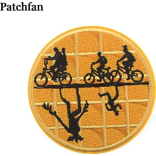 Patchfan Stranger things round applique patches diy iron on shoe shirt clothes jersey punk stickers embroideried badges A2258