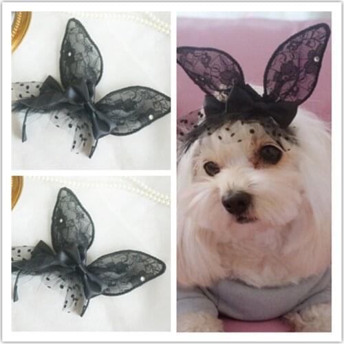 Dog Grooming Handmade Lace silk yarn bow dog hair band headband Grooming Hair Clip Accessories