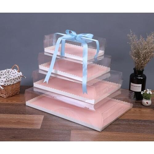 Transparent PVC Packaging Box Wholesale Gift Box For Cakes Strawberry Cake Numbers Packing Cases Wedding Favor Boxes Supplies