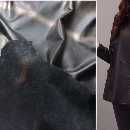 60cm x 75cm hide black first layer sheep leather fabric diy handmade ultra-thin clothing real leather quality Genuine Leather