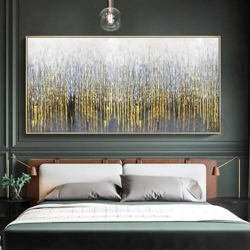 Modern wall art canvas decorative thick texture painting Oil painting golden horizontal canvas painting for living room large