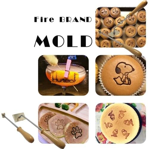 Embossing Brand Handle Burning Brass Mold Stamp on Food Cookie dessert ,wood embosser iron Burning Handle,Custom Design