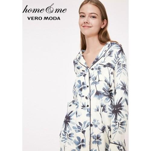 Vero Moda New Womens Ink Print Turn-down Collar Decorative Pocket Homewear Tops | 3192P9503