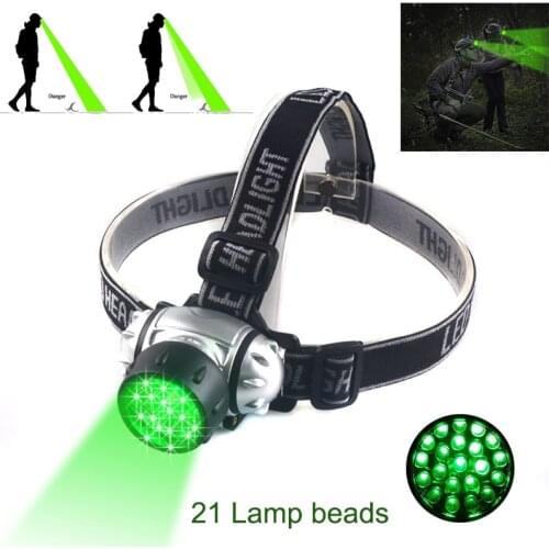 Topcom Green Light 21 LED Headlamp 4-Mode 5W Powerful Headlight Night Vision Outdoor LED For Head Flashlight For Hunting Camping