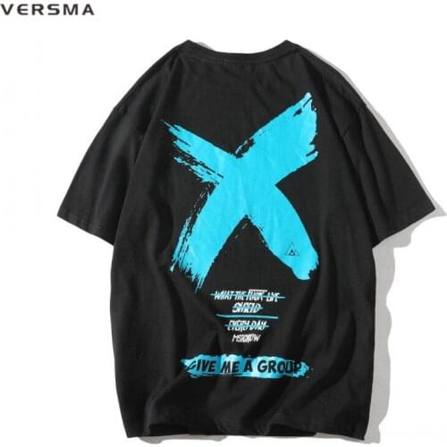 VERSMA Korean Style Harajuku Ulzzang Graffiti Print T-shirt Men Hip Hop Streetwear Oversize Couple Tshirt Men Women Dropshipping