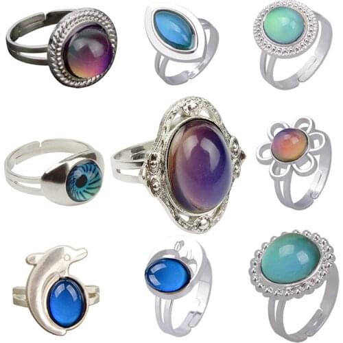 Vintage Retro Color Change Temperature Color Mood Opening Ring Smart Discolor Rings Best Gift For Friends Free Shipping
