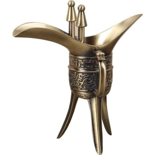 Zq Vintage Wine Glass Wine Jue-Shaped Cup Bronze Ware Decoration Wine Tripod Cup Gift Outfit
