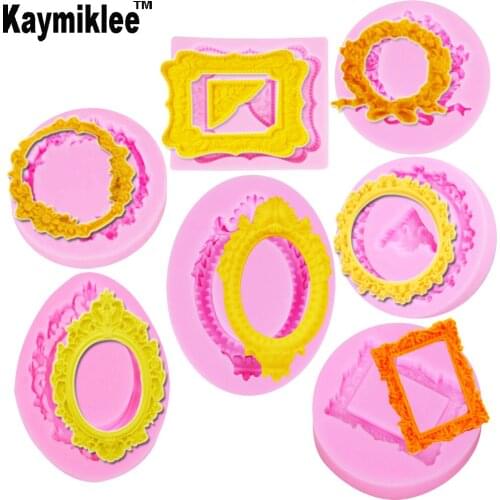 C272 Mirror Silicone Molds Frame Border Chocolate Cake Wedding Cake Kitchen Cooking Molds DIY Fondant Candy Decoration Tools