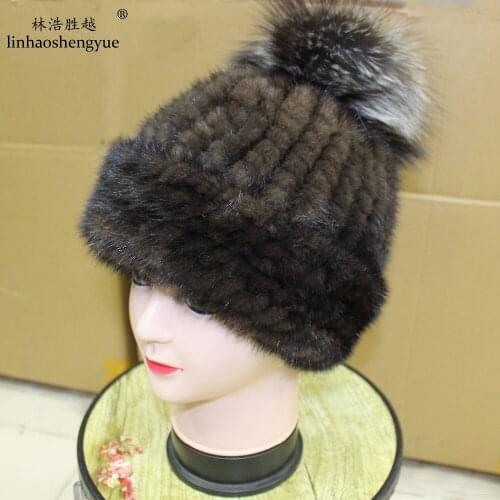 Linhaoshengyue Winter NEW Warm Fashion Real Fur Mink Fur Cap Hat Freeshipping