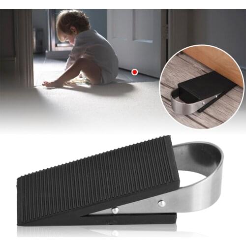 1pcs Rubber Door Stopper Block Guard Wind Dust Blocker Stopper Protector For Home Children Office With Stainless Steel Han