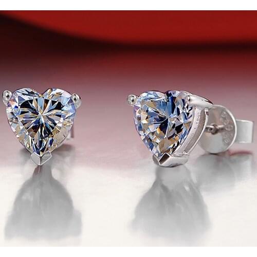 10K Au417 White Gold Women Stud Earrings Moissanite Diamonds 2 Carat Heart Elegant Wedding Party Engagement Anniversary