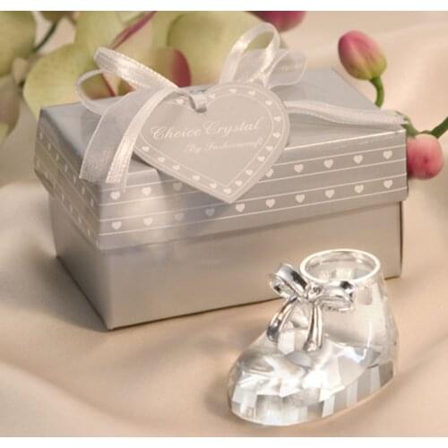 12pcs/lot Wedding Favors and Gifts Unique Crystal Baby Shoe with Gift Box Baby Shower Girl Boy Party Souvenir and Gifts