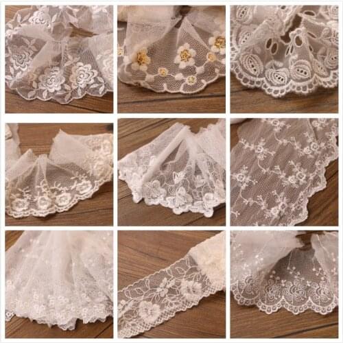 2yard 7-16cm White Lace Ribbon Handmade Lace Trim Patchwork Material DIY Garment Sewing Accessories