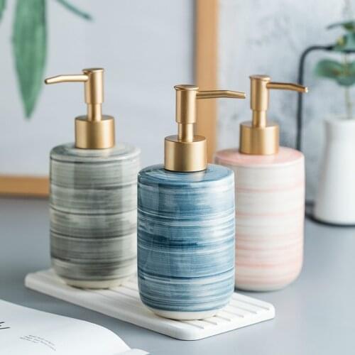 350ml Simple Ceramic Soap Dispenser Lotion Shampoo Shower Gel Holder Soap Dispenser Empty Bath Pump Bottle Bath Accessories
