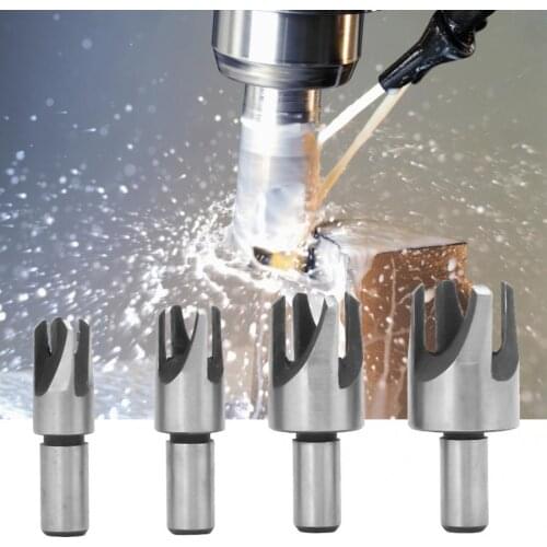 4 Pcs 45# Carbon Steel Tenon Drill Bit Wood Plug Cork Drill Bit Plug Cutter Tool Woodworking Drill Bit