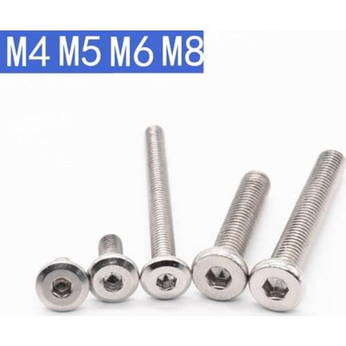 5pcs Flat head chamfered socket bolt furniture screw iron nickel plated m4m5m6m8