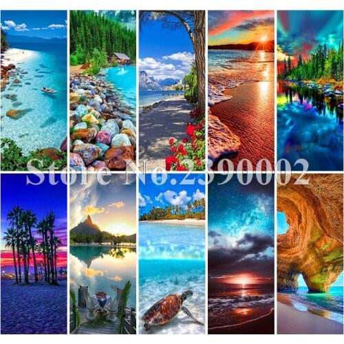 5D DIY Diamond Mosaic Decoration Home Sunshine Ocean Diamond Painting Full Rhinestones Cross Stitch Embroidery Summer Landscape