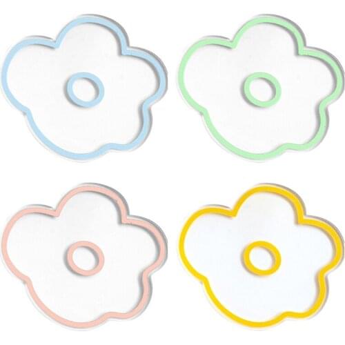6 Pcs/Set Acrylic Flower Coasters Tea Cup Drinks Holder Pads Heat Insulation Mat Non-slip Table Placemat