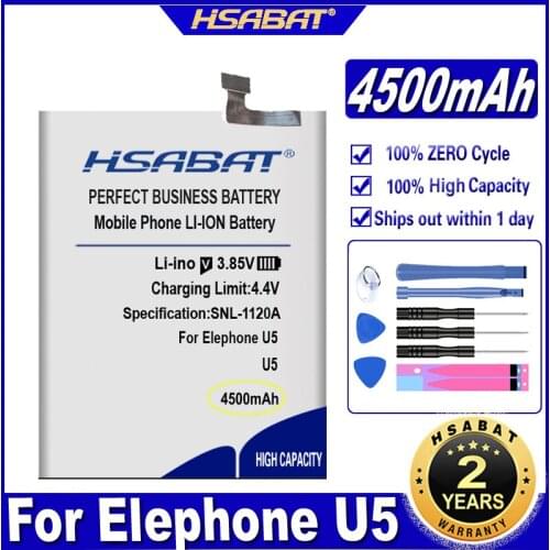 HSABAT U5 4500mAh Battery for Elephone U5 6.4inch Smart Phone Batteries