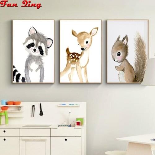 3pcs 5D DIY Diamond embroidery Cartoon cat fawn squirrel Full drill rhinestone Mosaic Diamond Painting cross stitch Gift