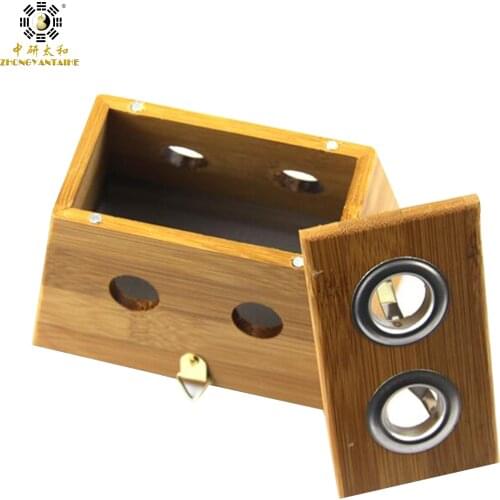 Bamboo Moxa Roll Box Moxa Roll Stick Box Health Care Healing Therapy Moxa Roll Sticker Moxibustion Holder Case(2 Holes)