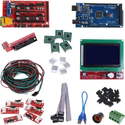 CNC 3D Printer Kit for Arduino Mega 2560 Board + RAMPS 1.4 Controller + LCD 12864 + A4988 Stepper Driver for Arduino