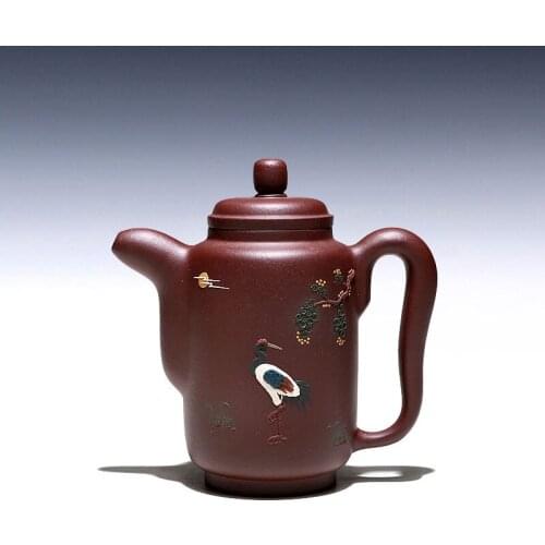 Two 】 yixing recommended JiYanMin all hand household utensils purple clay mud painting sets, pot of 290 cc