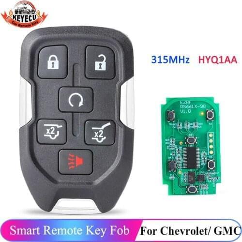 KEYECU 6 Button HYQ1AA Smart Remote Fob Car Key for Chevrolet GMC Yukon Tahoe Suburban Silverado 2015 2016 2017 2018 2019 2020