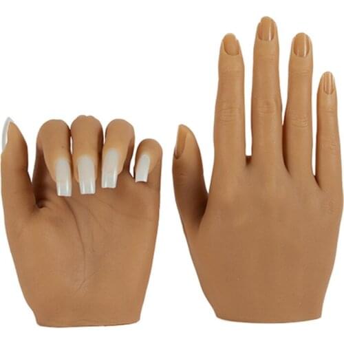 KnowU Practice Hand Manicure Flexible Silicone Jointed Fake Finger Acrylic Display Model Nail Art Halloween Decor