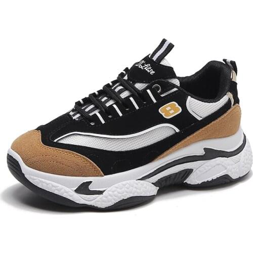 New Women New Fashion INS Old Dad Sneakers Lace-Up Flat Casual Sports Shoes Female Thick Bottom Tenis Masculino Basket Sneakers