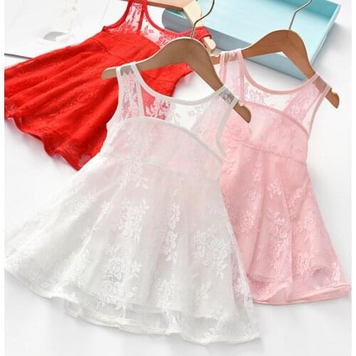 Girls Summer Dress 2020 New Kids Toddler Girl lace Dress Princess Yarn Children Baby Vest Dress