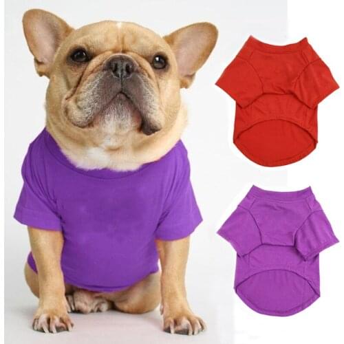 Summer Dog T Shirt Pure Cotton Puppy Dog Blank Shirt French Bulldog Clothes Doggy Vest Cat Bottoming Plain Shirts for Small Dogs