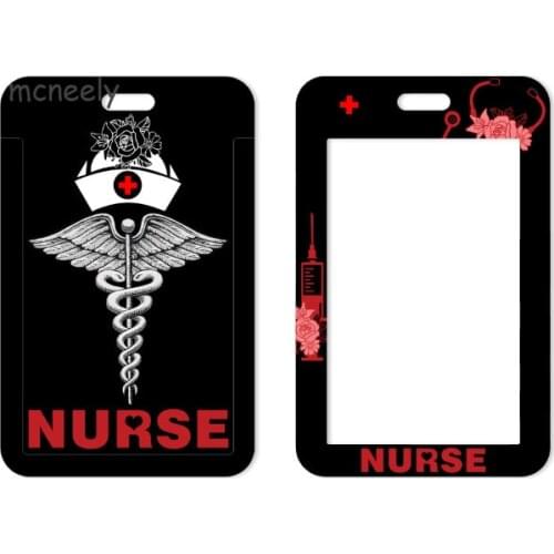 Nurse ID Credit Bank Card Holder Student Bus Card Case Lanyard Child Visit Door Identity Badge Card Cover Wristband Detachable