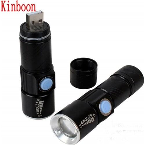 Mini LED Flashlight Adjustable Focus Zoom 3 Modes Mini USB Flashlight Rechargeable Lithium Battery Flashlight LED Torch
