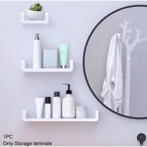 Bathroom Shelf Storage Organizer Waterproof Wall Shelves White Plastic Storage Shelf Rack Accessories for Bathroom Organizer