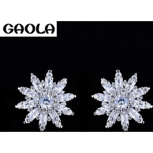 2015 Latest White Flower AAA CZ Stud Earrings GLE4787